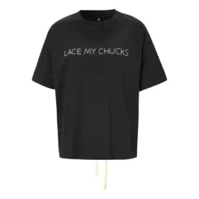 Back Lace Design Short-Sleeved Black