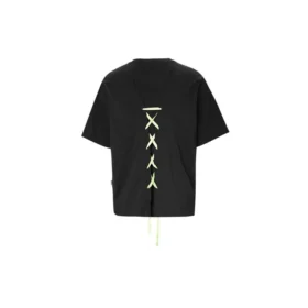 Back Lace Design Short-Sleeved Black