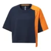 Capsule Series Splicing Contrasting Colors Round Neck Short Sleeve Blue