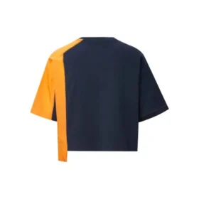 Capsule Series Splicing Contrasting Colors Round Neck Short Sleeve Blue