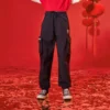Casual Long Pants Asia Sizing “Black Red”