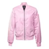 Casual Sports Short Stand Collar Jacket Cherry Pink