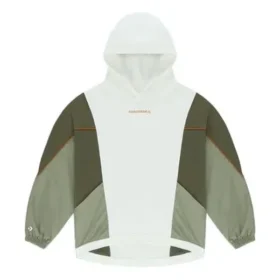 Character Irregular Contrasting Colors Knit Loose Hoodie Retro White