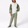 Character Irregular Contrasting Colors Knit Loose Hoodie Retro White