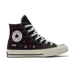 Chuck 70 Embroidered Lips High “Love Me – Black”