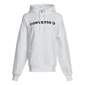 Classic Logo Athleisure Casual Sports Fleece Lined Hoodie White