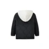 Color-blocked Detachable Hood Short Cotton Jacket Asia Sizing “Black White”