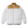 Colorblock Down Jacket Asia Sizing “White Tan”