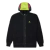 Contrast Color Stitching Zipper Hooded Jacket Couple Style Black
