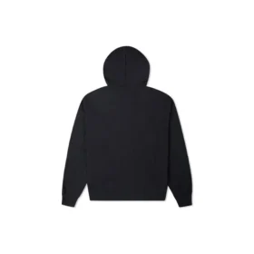 Contrasting Colors Alphabet Embroidered Knit Hoodie Black