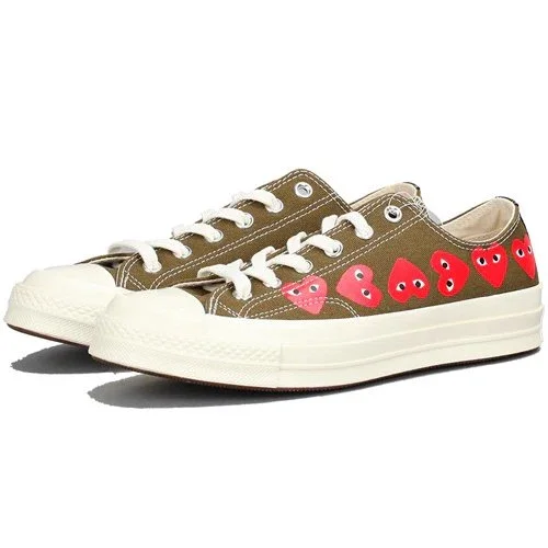 Converse x COMME des GARCONS PLAY Chuck 70 Low Multi Heart “Khaki” Converse x COMME des GARCONS PLAY Chuck 70 Low Multi Heart “Khaki”