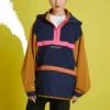 Convertible Hoodie Dress Asia Sizing “Navy Tan”
