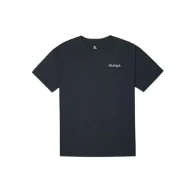Embroidered Alphabet Printing Loose Casual Round Neck Short Sleeve Black T-Shirt