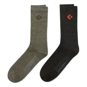 Embroidered Logo Quarter Socks Two Pairs “Black Olive Green”