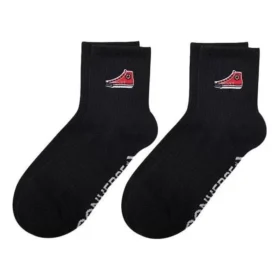 Embroidered Shoe Patched Crew Socks Two Pairs “Black” Embroidered Shoe Patched Crew Socks Two Pairs “Black”