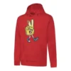 Finger Letter Print Hooded Drawstring Sweatshirt Red