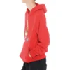 Finger Letter Print Hooded Drawstring Sweatshirt Red