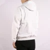 hooded Drawstring Zipper Pocket Jacket White