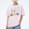 Ice Cream Printing Sports Short Sleeve Pink T-Shirt