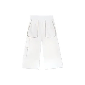 Knit Cargo Straight Casual Pants Asia Sizing “White”