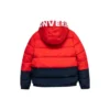 Logo Badge Fleece-lined Hooded Down Jacket Asia Sizing “Red Black”