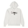Logo Embroidered Loose Fleece Hoodie White