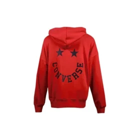Logo Knit hooded Drawstring Red