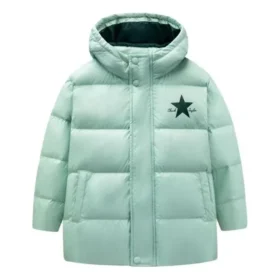 Logo Printed Down Jacket Asia Sizing “Green Black”