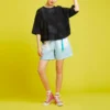 Loose Mesh Breathable Short Sleeve Black