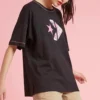 Loose Printing Round Neck Short Sleeve Black
