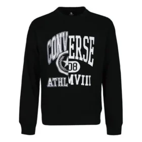Men”s Converse Alphabet Logo Printing Round Neck Pullover Black