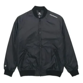 Men”s Converse Aviator Baseball Uniform Woven Windproof Zipper Jacket Autumn Black