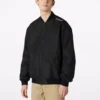 Men”s Converse Aviator Baseball Uniform Woven Windproof Zipper Jacket Autumn Black