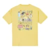 Men”s Converse Back Graffiti Cartoon Printing Loose Casual Round Neck Short Sleeve Gold T-Shirt
