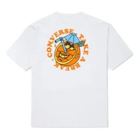 Men”s Converse Cartoon Pattern Printing Loose Round Neck Short Sleeve White