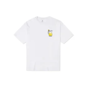 Men”s Converse Cartoon Printing Loose Sports Round Neck Short Sleeve White