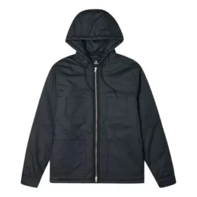 Men”s Converse Casual Sports Cargo Hooded Long Sleeves Padded Black Jacket