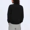 Men”s Converse Casual Sports Logo Round Neck Pullover Dark Black