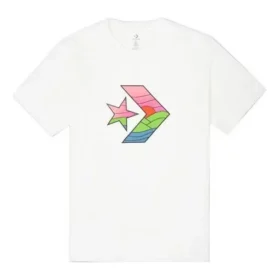 Men”s Converse Contrasting Colors Casual Sports Printing Short Sleeve White