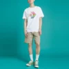 Men”s Converse Contrasting Colors Casual Sports Printing Short Sleeve White
