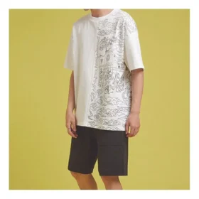 Men”s Converse Flame Pattern Logo Casual Short Sleeve White