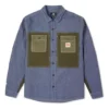 Men”s Converse Flowers Small Logo Retro Splicing Contrasting Colors Woven Shirt Jacket Blue