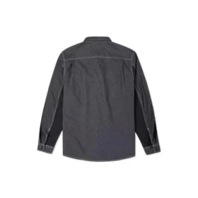 Men”s Converse Flowers Small Logo Retro Splicing Contrasting Colors Woven Shirt Jacket Dark Black