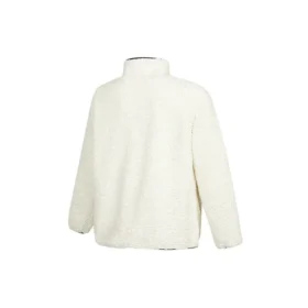 Men”s Converse Logo Half Zipper lamb”s wool Stand Collar Jacket Creamy White