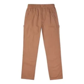 Men”s Converse Logo Solid Color Straight Casual Elastic Waistband Long Pants/Trousers Brown