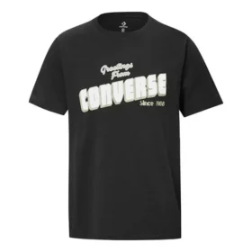 Men”s Converse Loose Alphabet Printing Short Sleeve Casual Black