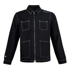 Men”s Converse Pocket Woven Long Sleeves Jacket Black