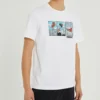 Men”s Converse Solid Color Chest Pattern Printing Round Neck Short Sleeve White