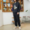 Men”s Converse Solid Color High Waist Bundle Feet Sports Pants/Trousers/Joggers Black