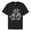 Men”s Converse x Keith Haring Crossover Cartoon Pattern Round Neck Short Sleeve Black